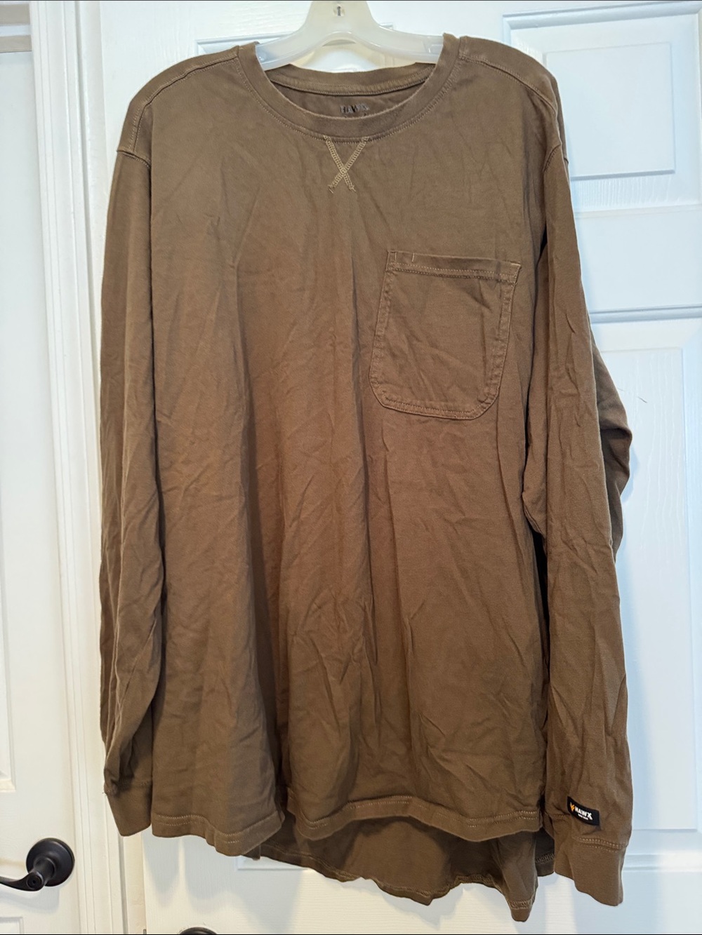 Men's Long-Sleeve Pocket Tee in Brown - Casual Everyday Shirt